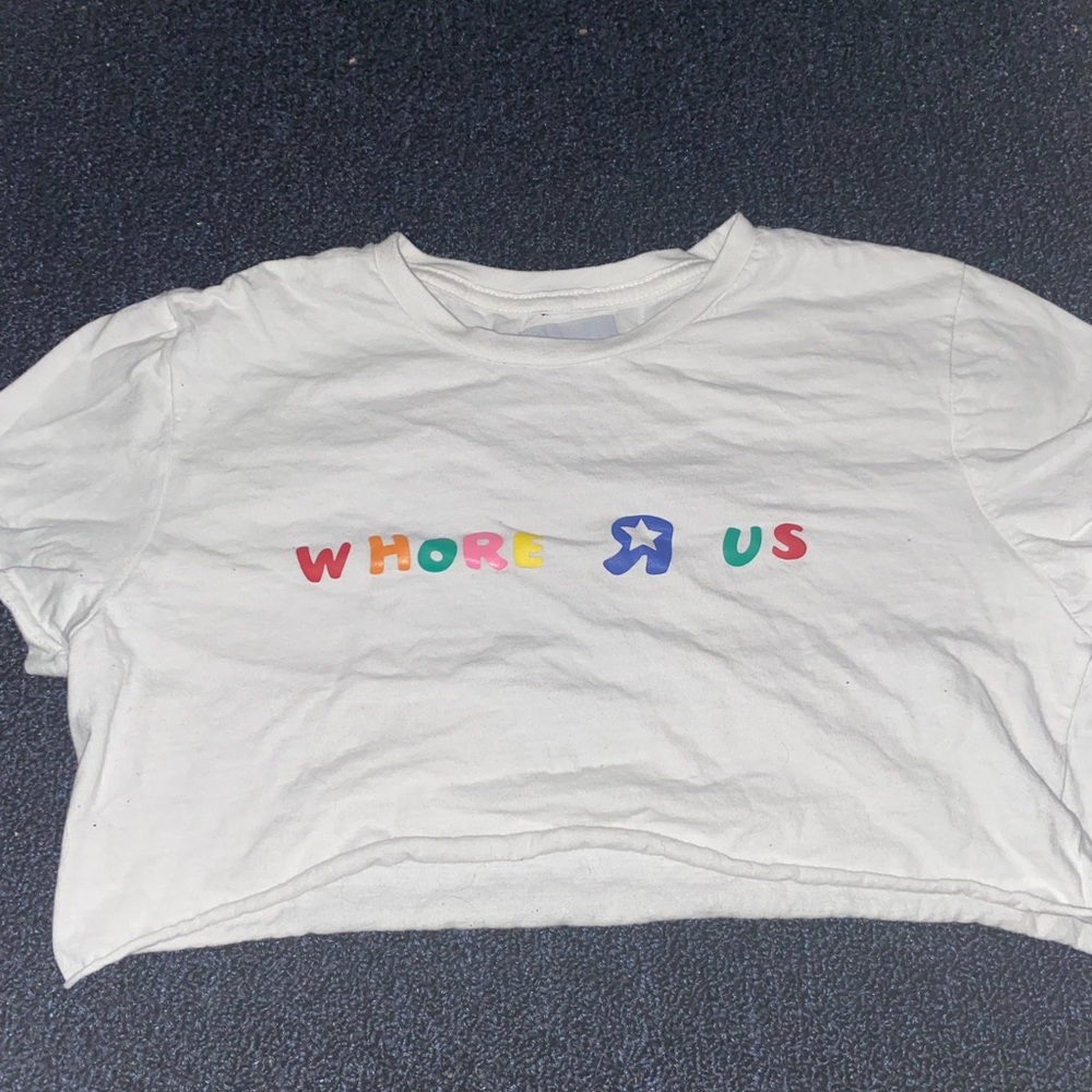 Whores R Us graphic Y2k crop top